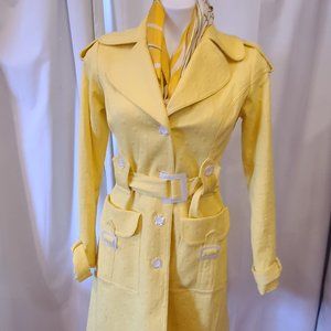 SAMPLE unworn yellow Milly trench coat lucite tie